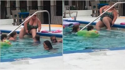 E tmerrshme/ Depilon këmbët në pishinën e mbushur me njerëz (VIDEO)