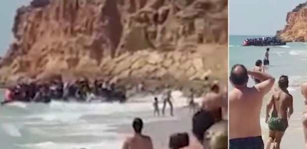 PUSHUESIT MBETEN GOJËHAPUR/ Gomonia me 50 marokenë zbarkon në plazhin e… (VIDEO)