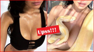 Guxon modelja seksi/ Publikon foton TOPLESS e mbuluar me gjarpërin gjigand (FOTO)