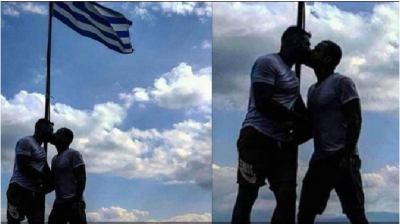 PLAS DEBATI/ Polici grek puthet në buzë me refugjatin para flamurit helen