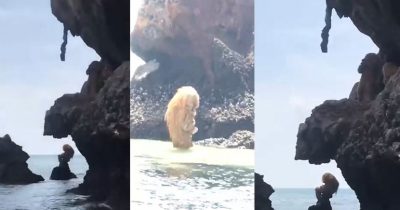E FRIKSHME/ Filmohet krijesa e panjohur duke bërë ritual në ujë (VIDEO)