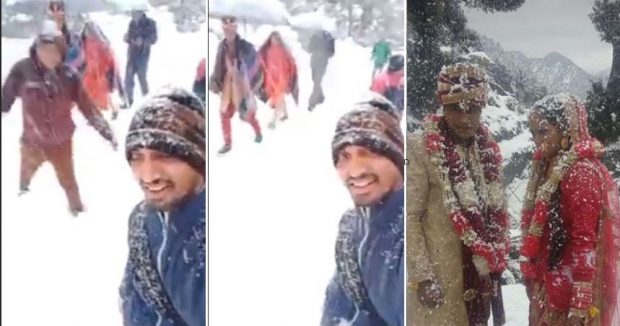 FRYMËZUESE/ Dhëndri ecën 6 km në dëborë për të marrë pjesë në ceremoninë e tij të dasmës