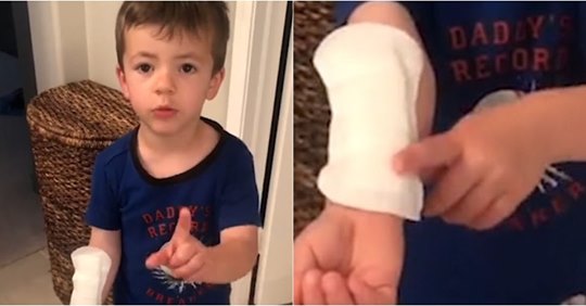 “ËSHTË LEUKOPLAST I MADH”/ Djali i vogël merr pecetën higjienike nga tualeti i motrës dhe e vë në krah (VIDEO)