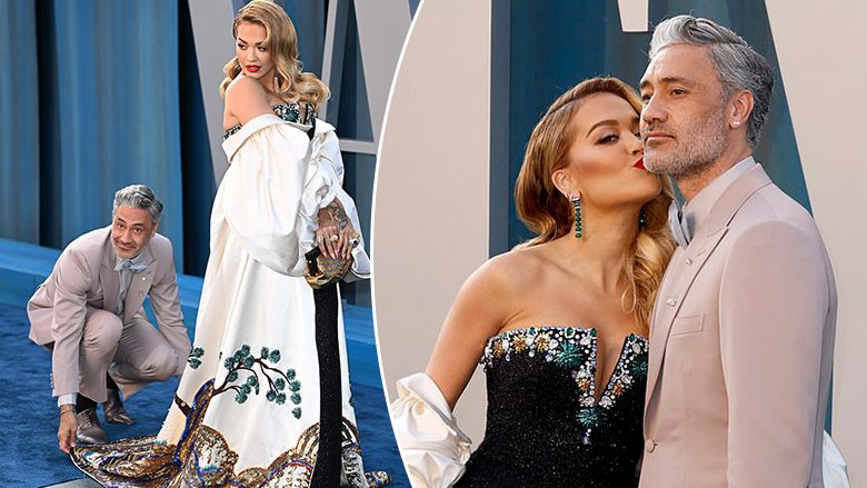 E VESHUR BARDH E ZI/ Rita Ora shoqërohet nga i dashuri 46-vjeçar në “Oscars”